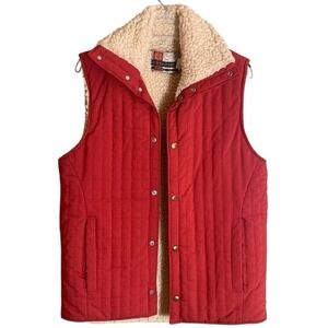 VTG Citation‎ Sherpa Quilted Lined Snap Closure Rust Vest Pockets Outdoor XS